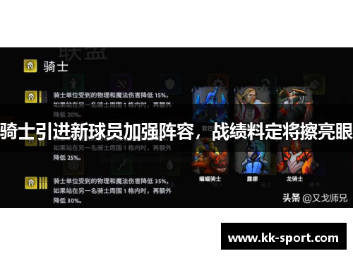 骑士引进新球员加强阵容，战绩料定将擦亮眼
